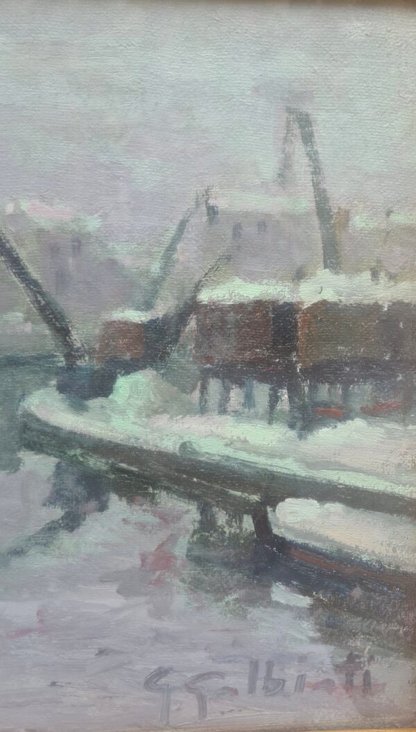Giacinto Galbiati - Neve sul naviglio a Milano - immagine 4